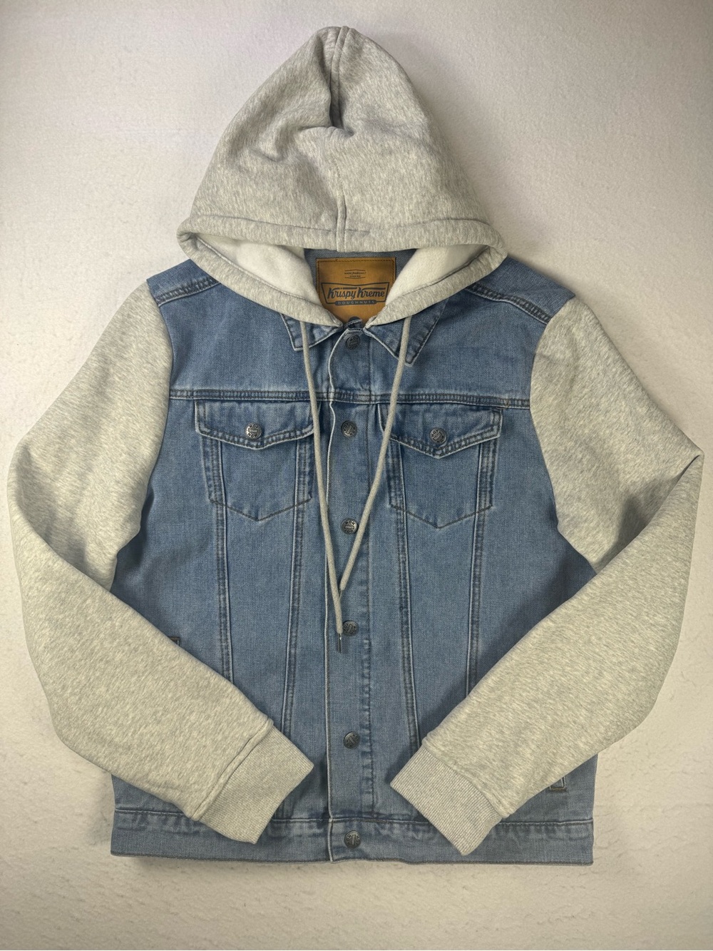 Krispy Kreme Denim Hoodie Jacket Men’s M Y2K‎ Streetwear Layered